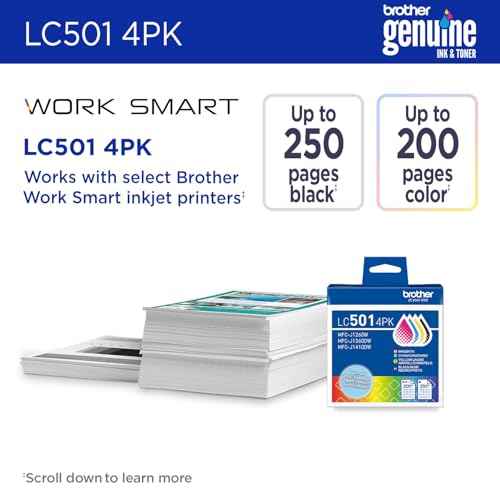 Brother Genuine LC5014PK 4-Pack (1 Each of) Standard Yield Black, Cyan, Magenta, and Yellow Ink Cartridges