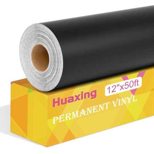 Matte Black Permanent Vinyl, 12" x 50FT Permanent Adhesive Vinyl Roll for All Cutting Machines, Signs, Craft Die Cutters