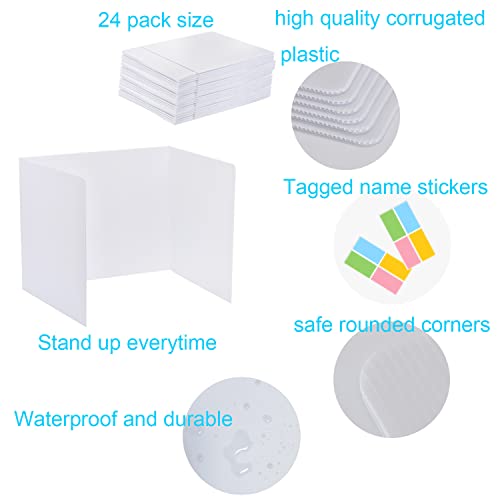 24 Pack Privacy Shields for Student Desks, Privacy folders for Student Testing Desk dividers- Includes Extra Labels