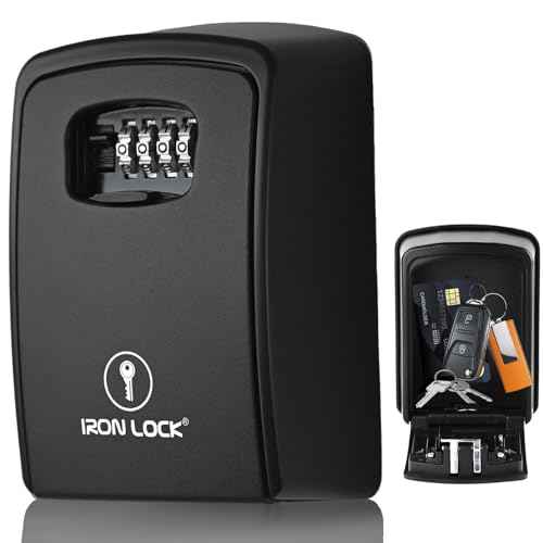 Iron Lock¢ç Key Lock Box XXL Wall Mount for Keys 4 Digit Combination with Resettable Code with A B Switch Extra Large lockbox Indoor Outdoor Waterproof Big Key Lock Box House Spare Keys (XXL, Black)