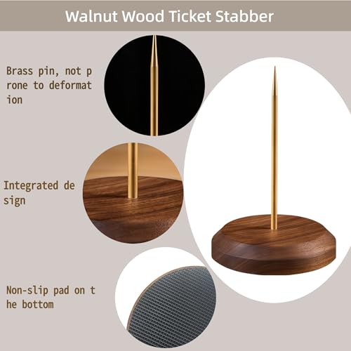 Huacuesy Walnut Ticket Stabber with Brass Tip 5.1x3.1in - 1 Pack