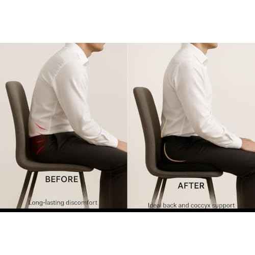 E Orthopedic Memory Foam Seat Cushion for Office Chair & Car ? Relieves Tailbone, Back & Sciatica Pain ? Ergonomic Coccyx Pad for Long Sitting Comfort?