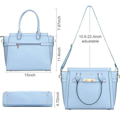 Laptop Bag for Women,15.6 Inch Multi Pocket Padded Laptop Tote Bag, Computer Bags for Women, Blue