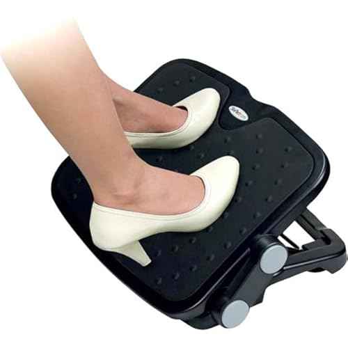 StarTech.com Under Desk Foot Rest - 18in x 14in - Adjustable Height and Angle - Foot Stool - Footrest for Desk - Office Foot Rest , TAA (FTRST1)