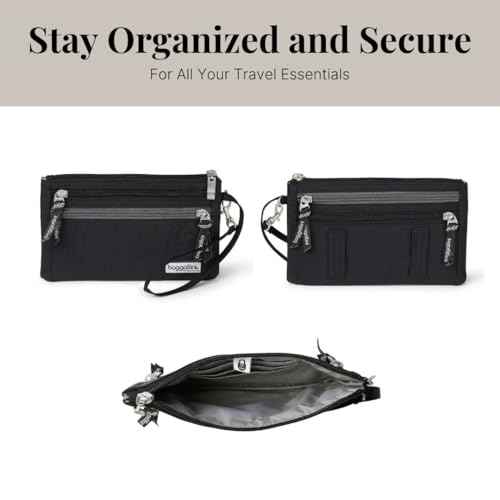 Baggallini Anti-theft RFID Currency Organizer 8"x4.25" Travel Accessory Passport Holder Money Belt Wallet w/Card Slots