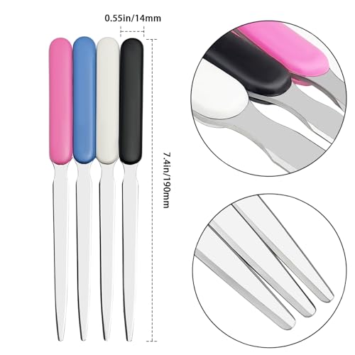 4 Pack Stainless Steel Letter Openers with Ergonomic Handles - Office Mail Cutters