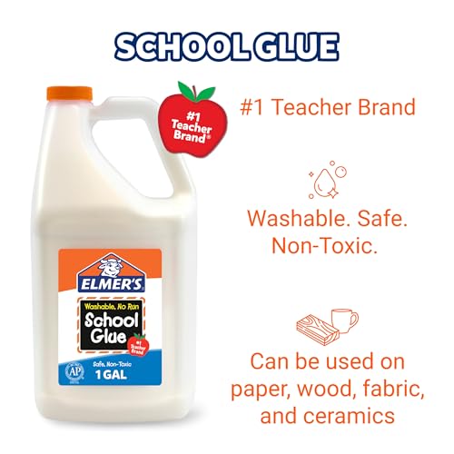 Elmer's White Liquid School Glue 1 Gallon - Washable, Safe for Crafts & Slime