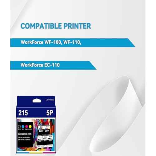 5-Pack 215 Ink Cartridges Remanufactured Replacement for WF-100 WF-110 EC-C110 Printer (3-Black 2-Tri-Color)