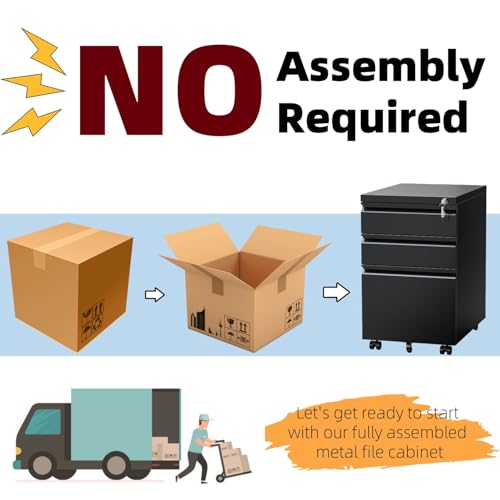 Approgreent 3-Drawer Mobile File Cabinet with Lock - Black, Under Desk Home Office Storage (Variation 02-a)