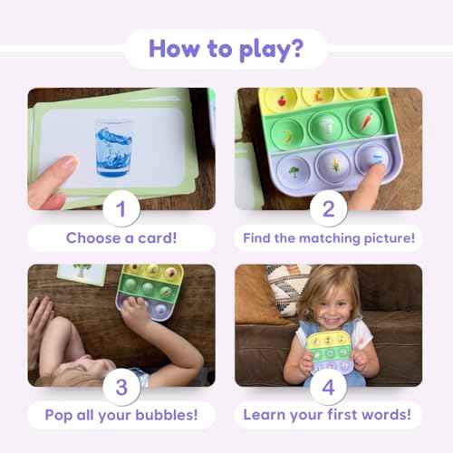 The Fidget Game Popplers, Toddlers Early Learning & Educational Fidget Toy, Food & Farm Animals Popping Games, Teacher Must Have for Matching, Sound Recognition and First Words, 6 Mini-Games Included