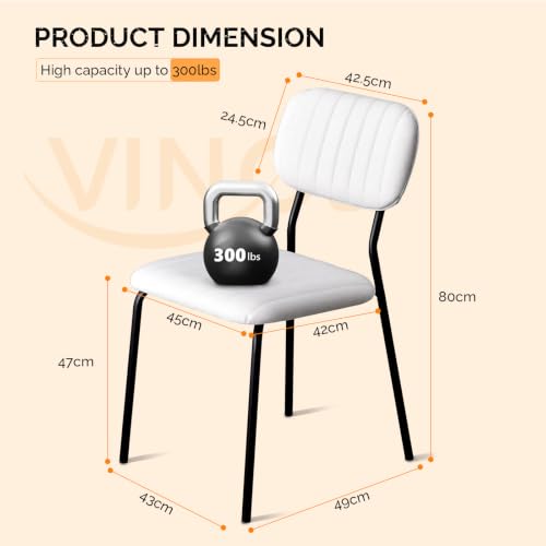 VINGLI White Stacking Dining Chair Set of 4 – Modern Padded Chrome Frame
