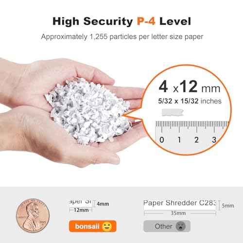 Bonsaii 200-Sheet Auto Feed Paper Shredder, 60 Minutes Nonstop Heavy Duty Shredders, 8.1 Gallon Large Bin Office Document Shredder, Micro-Cut/High Security P-4 Commercial Grade Shredder (C283-A)