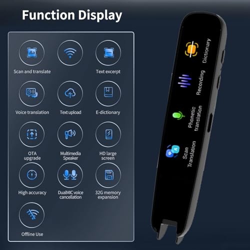 Translator Pen, Reading Pen for Dyslexia, Pen Scanner Text to Speech Device, 117 Languages Digital Pen Reader, Translation Pen Scanner for Students Adults Traveler Business