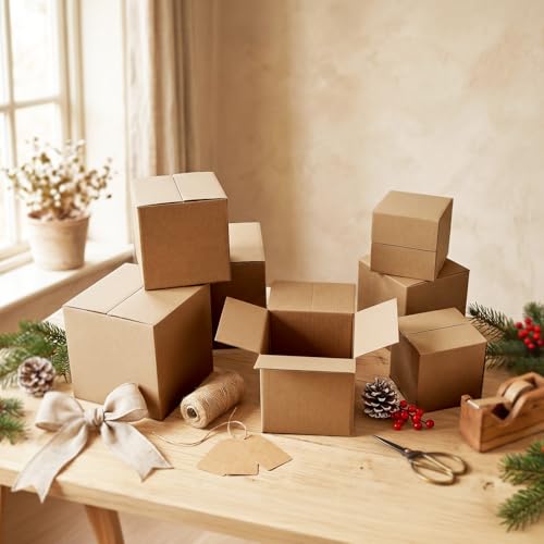 Hoikwo Bulk Shipping Boxes Assorted Sizes 4x4x4, 5x5x5, 6x6x6 - Professional Brown Cardboard Pack for Retail & Moving