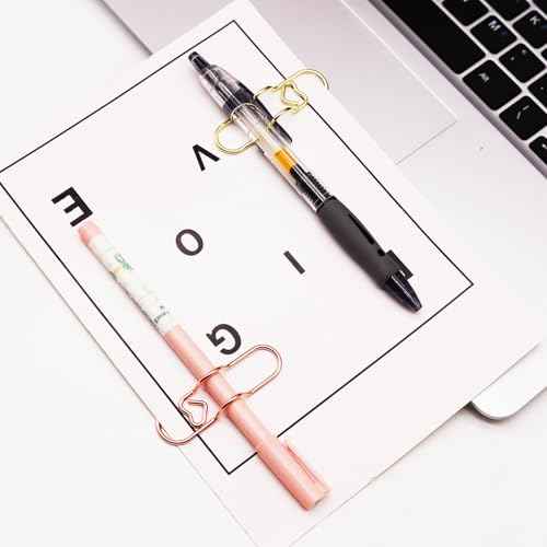 12 Pcs Metal Pen Holder Clips for Notebook, Planner Accessories, 2.8-Inch Jumbo Heart Paper Clips
