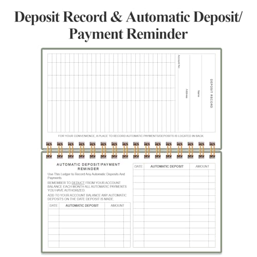 Heveboik Personal Check Register Book A6 Green - 65 Sheets, 130 Pages, Wallet Size