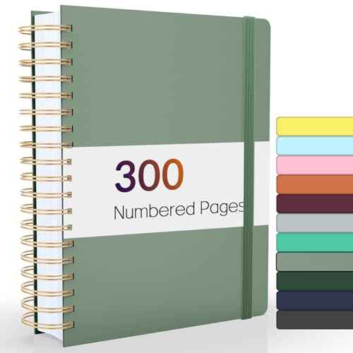Forvencer Lined Spiral Journal Notebook with 300 Numbered Pages, B5 College Ruled Thick Journals for Writing with 100GSM Paper, Hardcover Notebooks with Contents for Work, School,olive green