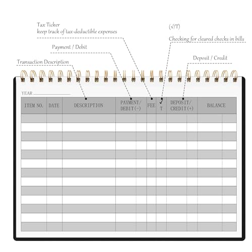 HAUTOCO Black Check Register, 8.4 x 6.2in, 100 Pages, Personal/Small Business Ledger