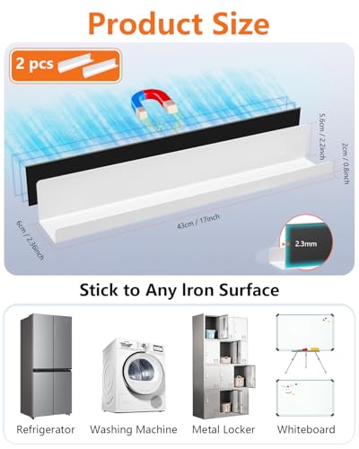 HDLDYDD 17-Inch White Magnetic Book Shelf Pack of 2 for Whiteboards & Walls