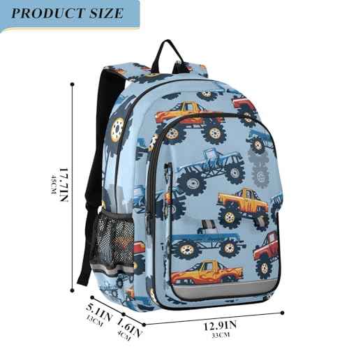 senya School Backpack Kids College Rucksack Travel Bookbag Fashion Back Pack Girls Boys Monster Truck Cars