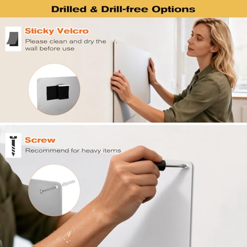Jofiterm 16" x 20" Silver Magnetic Board with Marker & Mounting Kit
