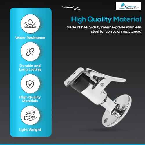 Marine City 316 Grade Stainless Steel Door Stopper Catch Set Gloss Finish Strong Modern Stopper Soft Stop and Catch Anti-Collision Holder for Marine Doors ? Boats ? Yachts ? Ships (1 Pcs)