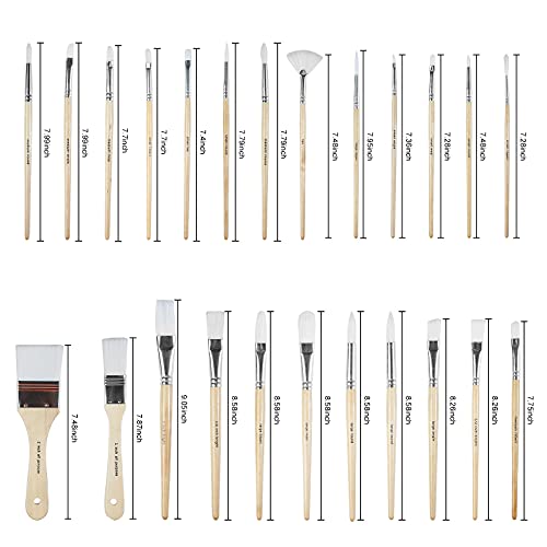 24-Piece Paint Brush Set with Canvas Case - Professional Watercolor & Acrylic Brushes - Includes 1 Count