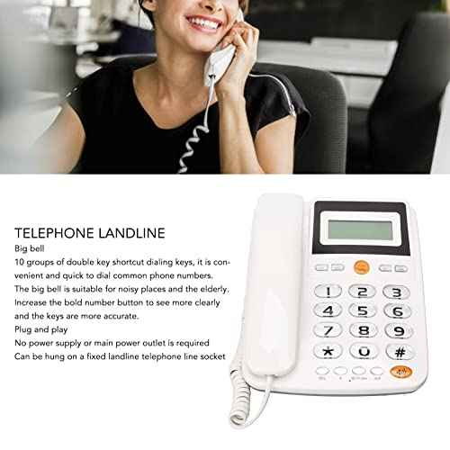 Large Corded Phone for Senior, Landline Telephone for Visually Hearing Impaired Elderly, with Caller ID, Speaker, Amplified HD Hands Call, Speed Dial