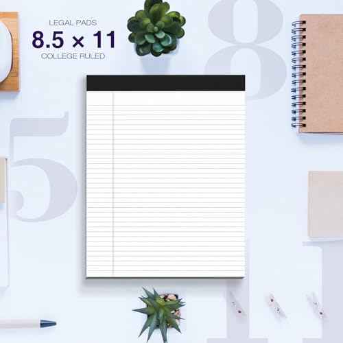 24 Pack Legal Pads 8.5 x 11 College Ruled Note Pads 8.5 x 11 Notepads 8.5 x 11 Micro Perforated Writing Pads 8.5 x 11 Pads of Paper Lined White Paper, 50 Sheets per Notepad for Home, Office, School
