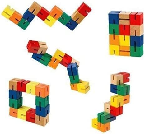 Tangle® Fidget Sensory Stress Relief Toys - Pack of 4 Textured Twisters & Brain Teaser Blocks