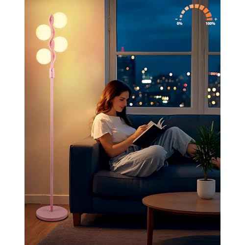 Lightdot 64IN Dimmable Globe Floor Lamp, Gold Standing Lamps with 4pcs 3000K G9 Bulbs Soft Warm White Eye Care, Mid Century Floor Lamp for Living Room