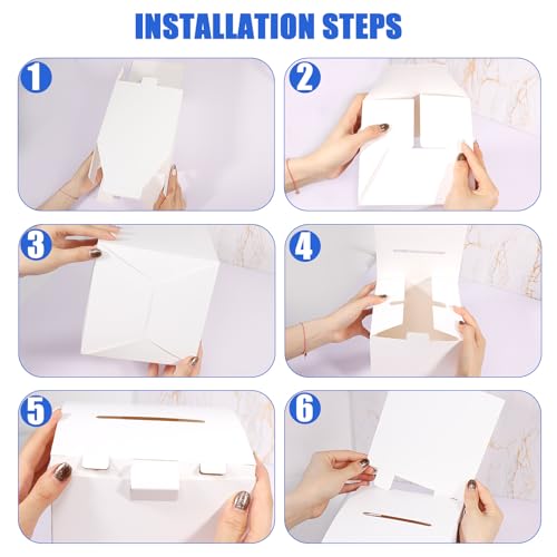 White 12 Pack Raffle Ticket & Donation Box Set 6x6 Inches – Cardboard Suggestion Boxes for Fundraising & Voting