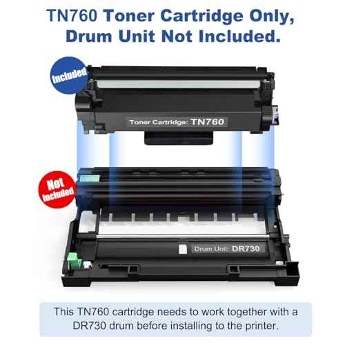 TN760 Toner Compatible Replacement for Brother TN760 TN-730 TN-760 TN730 Toner Cartridge for Brother Printer L2325DW L2350DW L2370DW L2390DW L2395DW L2550DW L2690DW L2710DW L2717DW L2750DW 4Pack Black