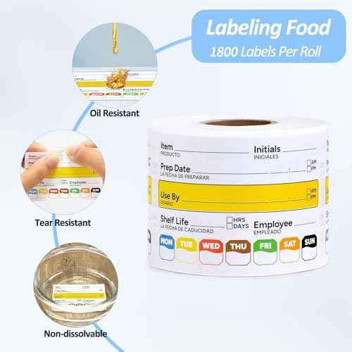 Restaurant Quality Shelf Life Food Rotation Labels Vinyl, 2¡± x 3¡± Self-Adhesive Removable Freezer Food Labels, Perfect for Reusable Containers, Easy to Remove, Food Safety Date Sticker (6 PCS)