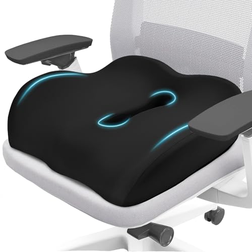 Large Donut Seat Cushion for Office Chair with Supportive Memory Foam, Pressure Relief Chair Pad with Long Center Hole for Tailbone, Hemorrhoid, Sciatica, Postpartum Recovery, Car & Home Use