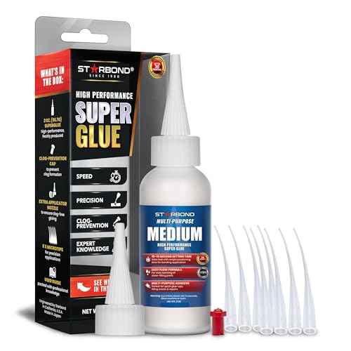Starbond Medium Super Glue Pro Kit (2 oz) ? Strong, Fast-Bonding CA Glue (Cyanoacrylate Adhesive) ? with Clog-Resistant Cap, Microtips & Extra Nozzle for Quick Fixes, Woodworking, Hobby Models