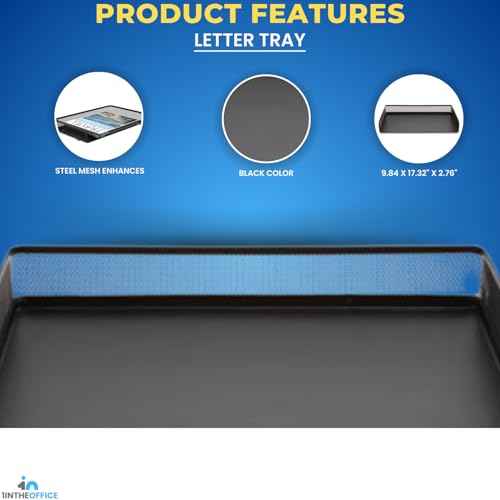 1InTheOffice Side Load Letter Tray Stackable, Black Mesh Tray Legal Size, "2 Pack"