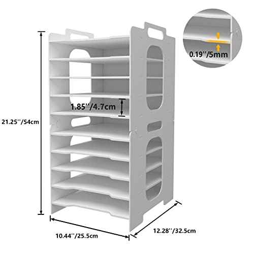 Natwind Office Stackable Paper Organizer for Desk White Desktop File Sorter Desk Organizer Letter Tray Holder Document Storage Rack for Home Office School 10-Tier