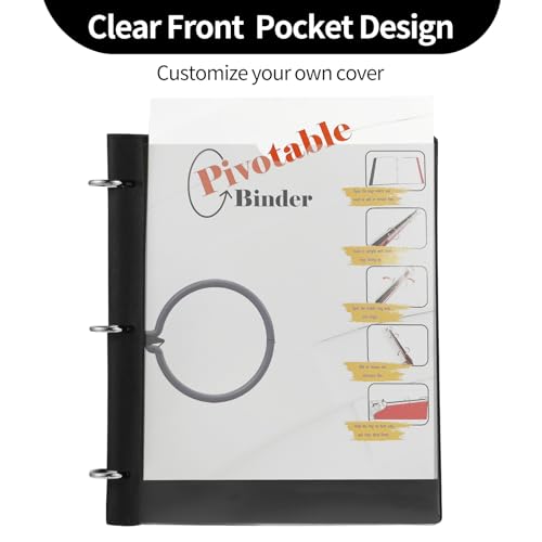 1 Inch Black 360° Pivoting 3-Ring Binder with Customizable Cover - Tashkummy
