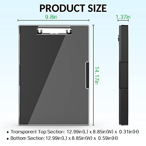 Sooez Black Nursing Clipboard with Storage & Dry Erase Top, 8.5x11