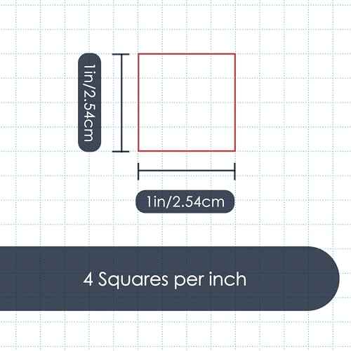 GeekNavy 11" x 17" Quadrille Graph Paper 50 Sheets Landscape - 0.25" 4x4 Square Grid, Blueprint, High Brightness, Border-Outlined, Large Drafting (3-Pack)