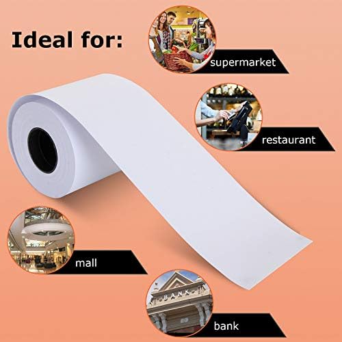 CYEAH 2 1/4" x 98' Thermal Paper Cash Register POS Receipt Paper Credit Card Papers, 24 Rolls Calculator Papers Rolls Premium One Ply Cash Register, Calculator Roll Printing