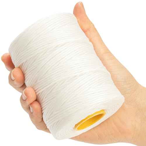 9-Ply White String Waxed Twine, 660 Feet per Roll Heavy Duty Twine String, White Cable Tie Down Wax Lacing Cord for Indoor or Outdoor Use,Thick White Twine Wax String with 160 LBS Tensile Strength (2)