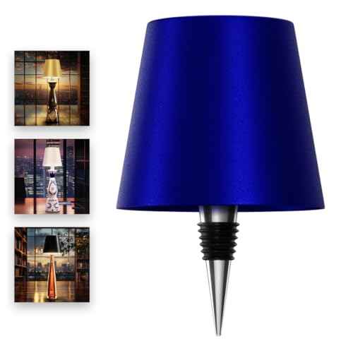 Wireless Bottle Lamp for Any Type of Bottle - LED Bottle Lamp for Indoor & Outdoor - 100% Waterproof - 3000K Warm Light - Wireless & Rechargeable, Unique and Beautiful Design (Navy Blue)