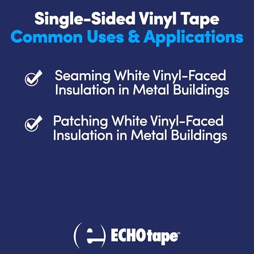 ECHOtape VI-V6460 | White Vinyl Patch & Seam Tape | Metal Building Insulation Repair | 2.83 in x 50 yds