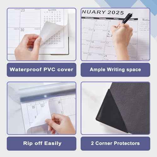 Desk calendar July 2025 - December 2026 large 22x17,desktop calendar with plastic cover,18 month,notes section