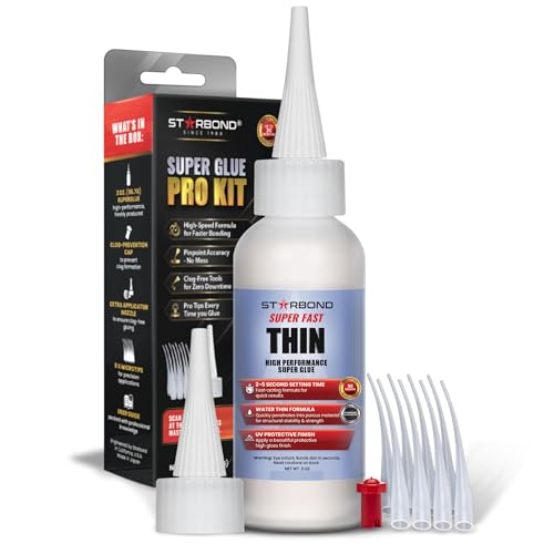 Starbond 2 oz Super Fast Thin CA Glue Pro Kit w/ Microtips, Nozzles & Anti-Clog Cap