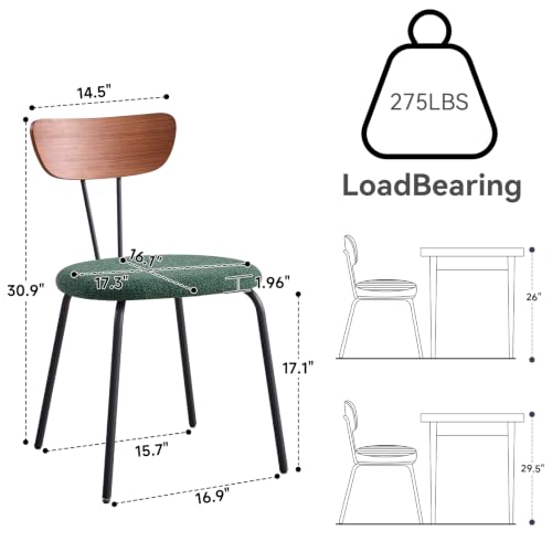 Set of 4 Stackable Dining Chairs with Green Fabric Cushions – Lecafur HL