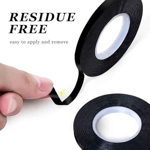 4 Pack 1/8 inch Pinstripe Tape - Whiteboard Tape Dry Erase Board Line Graphic Chart Adhesive Art Tape - Black 884FT Long Total