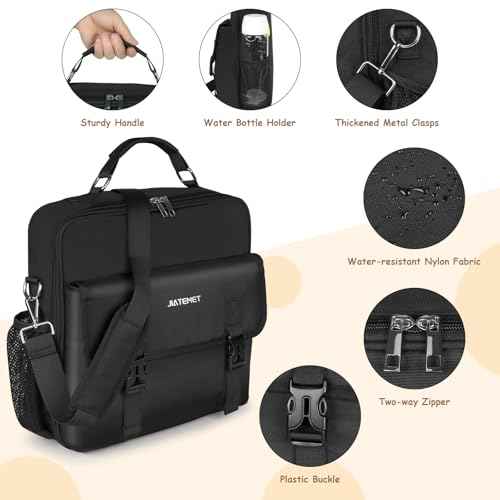 Zipper Binder 3 Ring, 500 Sheets Capacity, 2 Inch Binder with Shoulder Strap Fits for 14 Inch Laptop School and Office